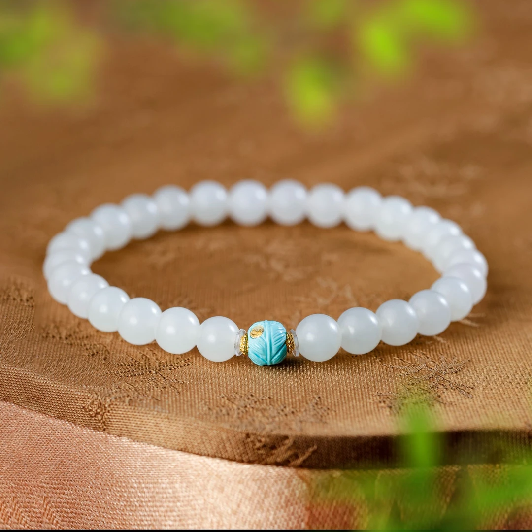 和田玉18K金于阗圆珠手串文玩手串新品附证书