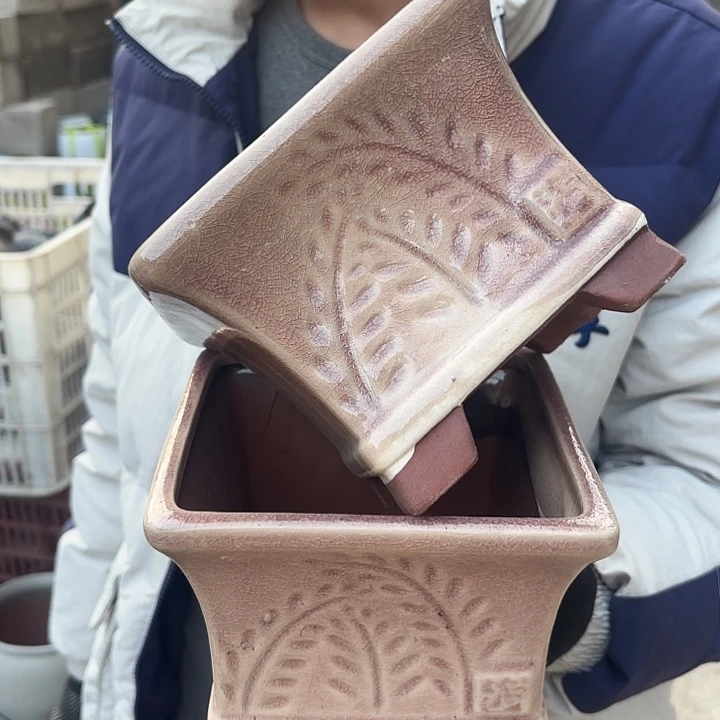 紫砂茶碗冰裂两个口径15.5*12