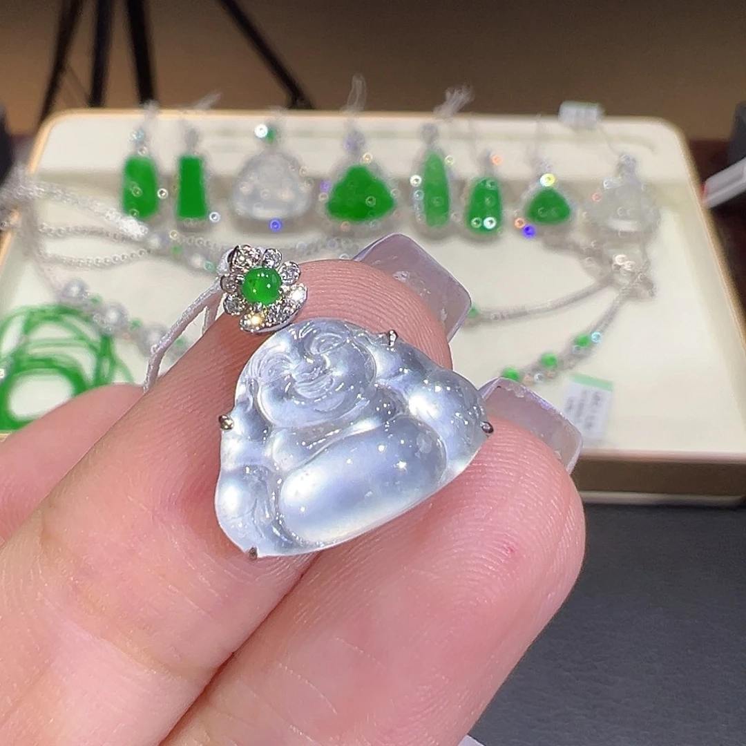 翡翠18K金镶嵌吊坠(不含链)翡翠