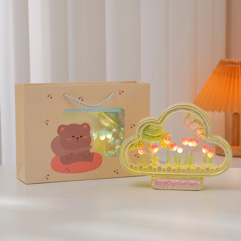 郁金香小夜灯手工桌面装饰摆件生日礼物送女生闺蜜老婆小众高级感