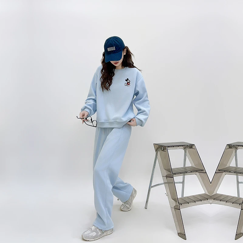 新款卡通鼠圆领套装情侣卫衣卫裤长袖高腰时尚百搭宽松遮肉显瘦