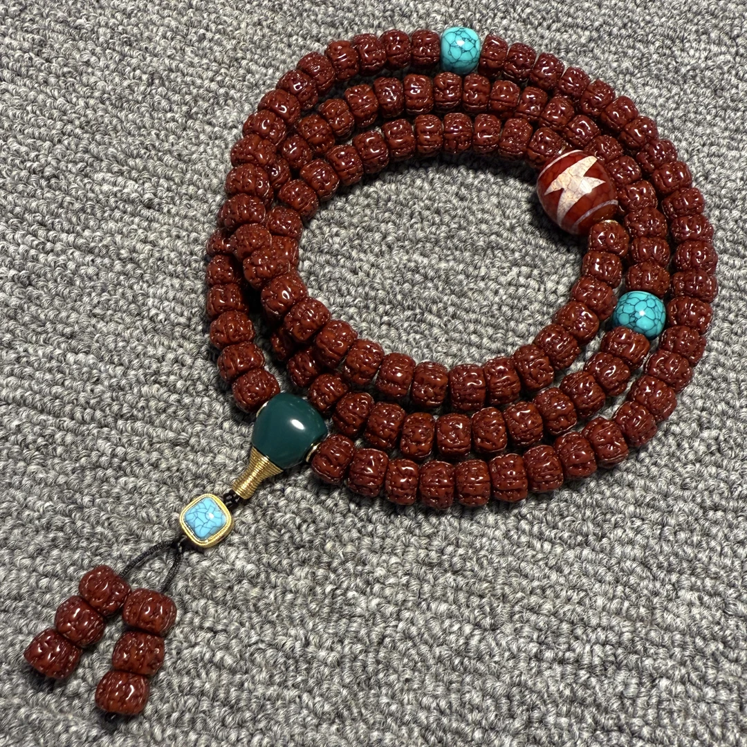 一代盘龙小金刚菩提脖挂机刷包浆成品108颗脖挂小文玩11mm±