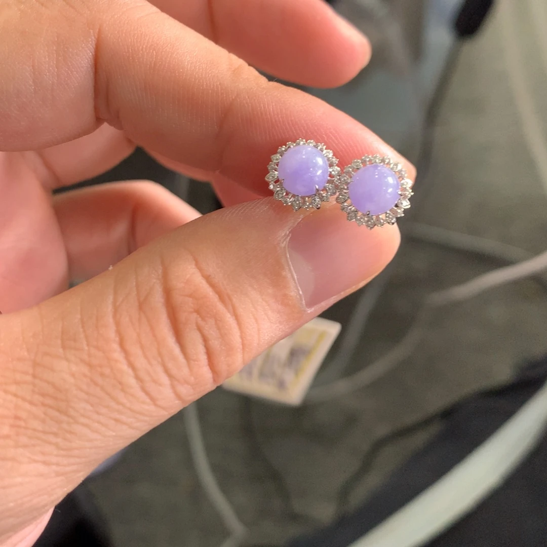 翡翠18K金镶嵌耳饰翡翠