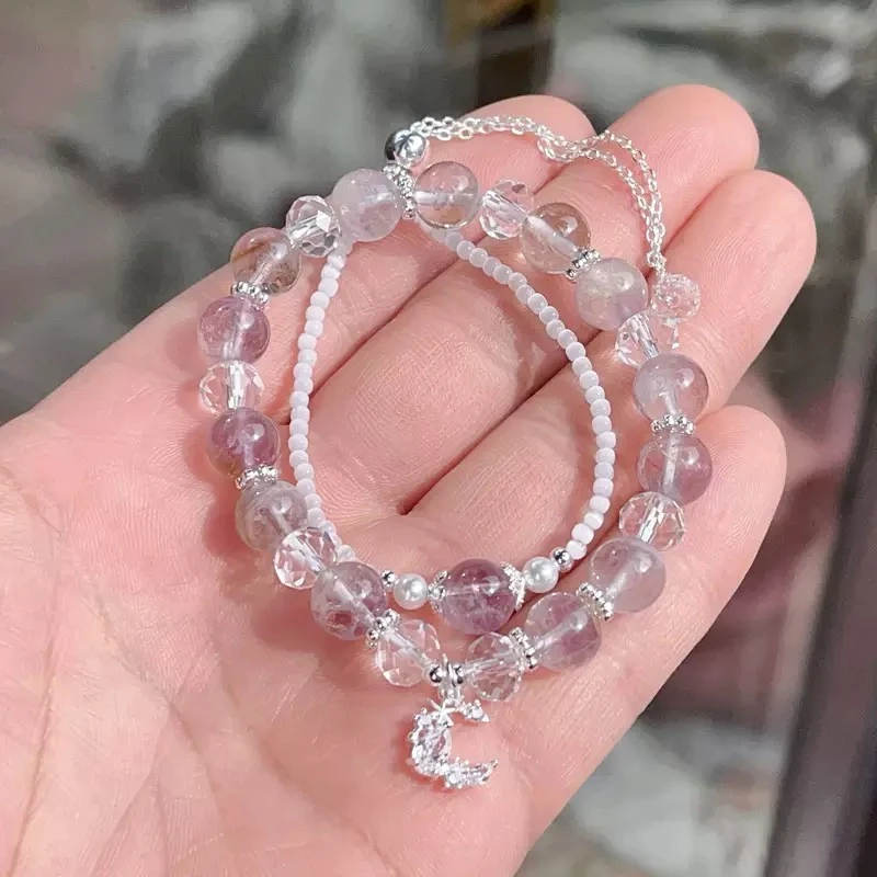紫水晶猫眼石双圈手串设计Z391
