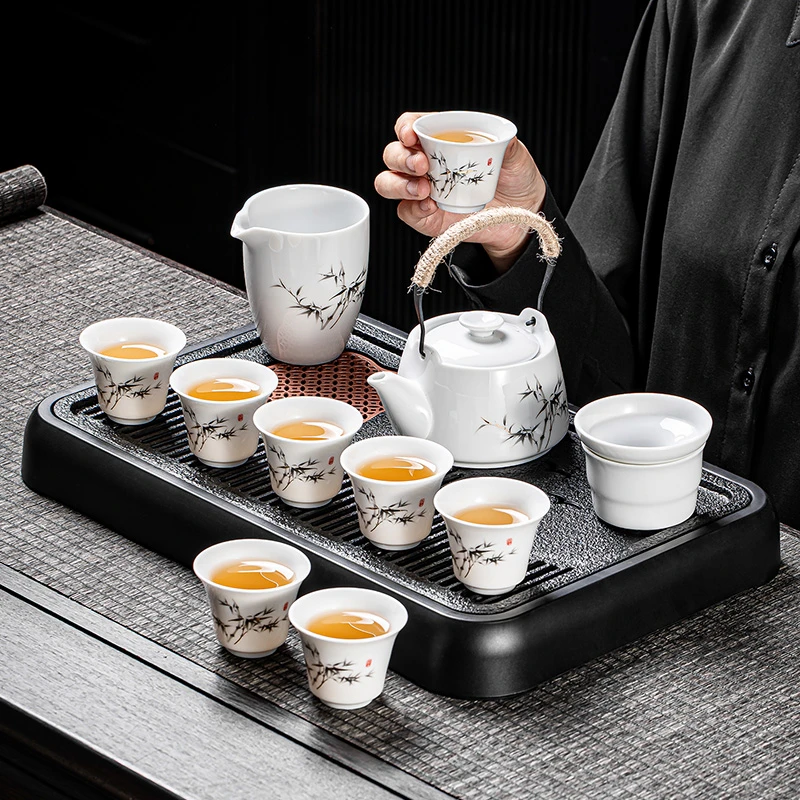 功夫茶具套装带茶盘家用新款德化白瓷泡茶壶茶杯整套礼盒伴手礼