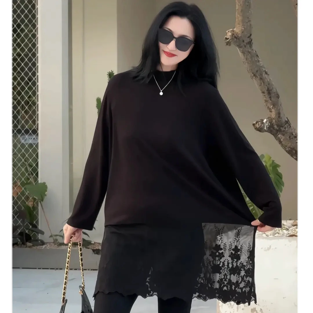 【娜姐秋冬新款7137】巴瑟大码女装宽松显瘦百搭潮流长袖打底卫衣裙