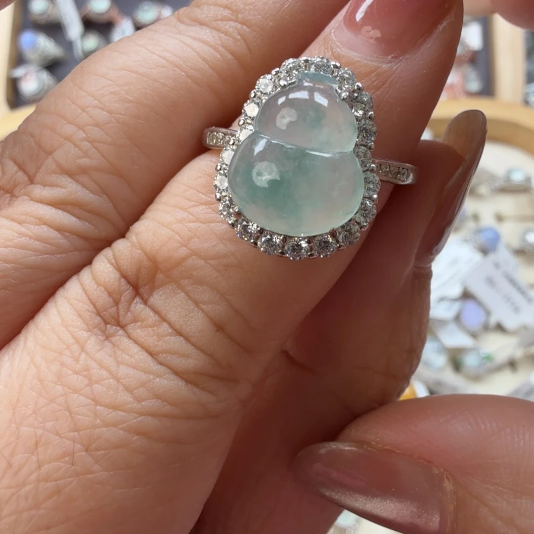 翡翠银S925镶嵌戒指8075