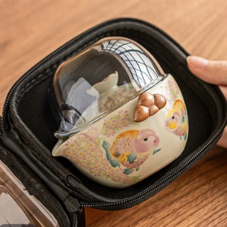 G005胖头鱼一壶两杯一公道旅行茶器套装套组