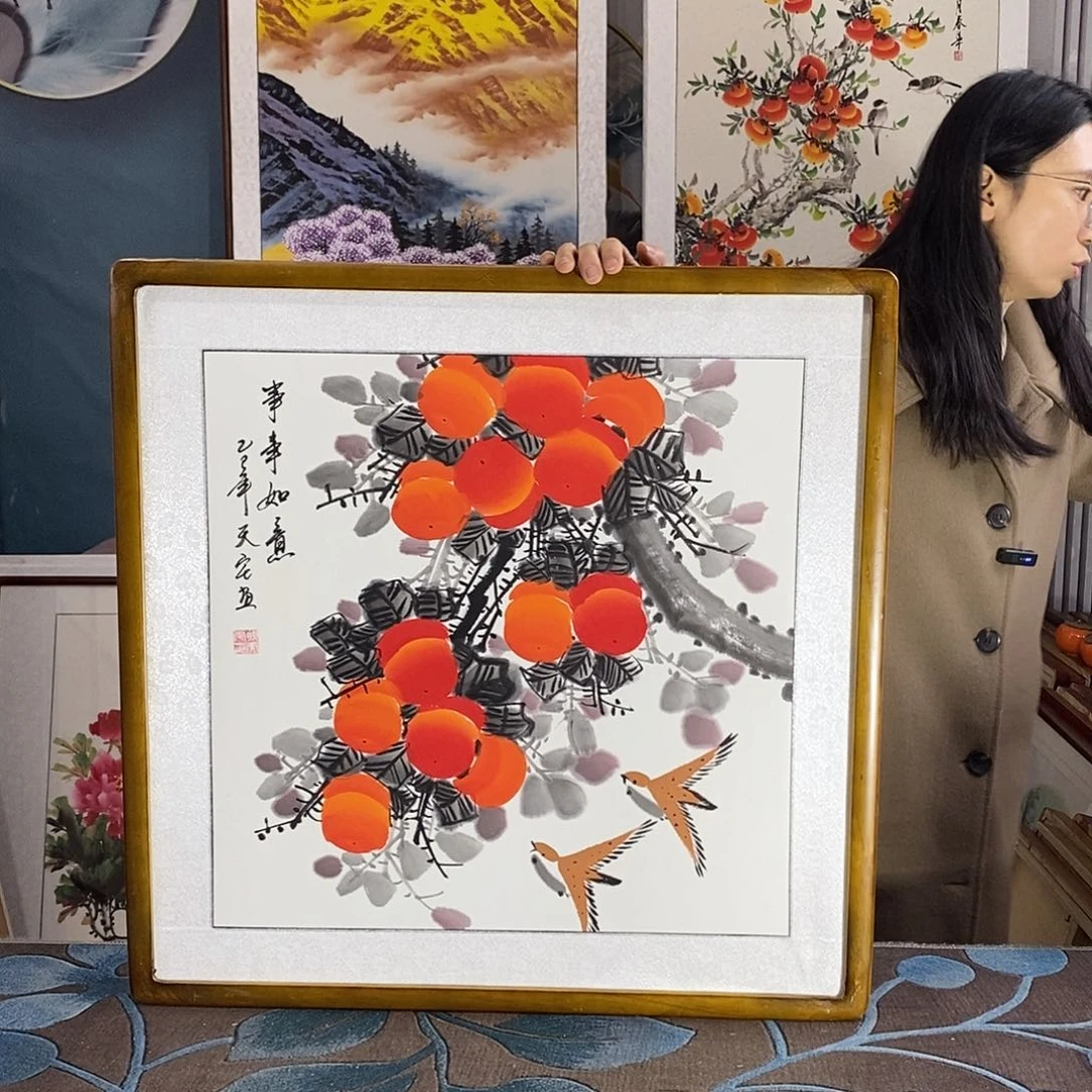 国画62✖️62手写手绘国画作品带框包邮