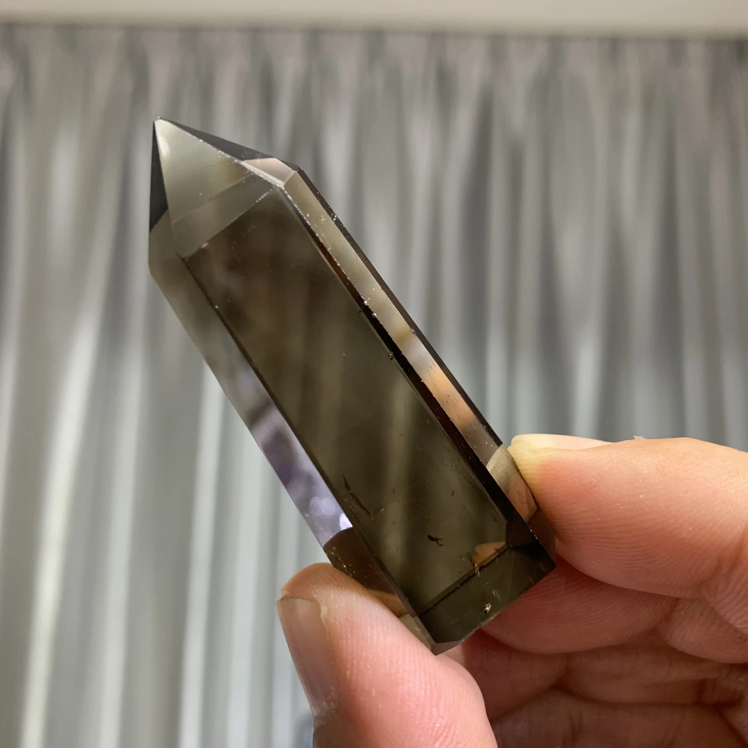 天然茶晶柱子摆件D902