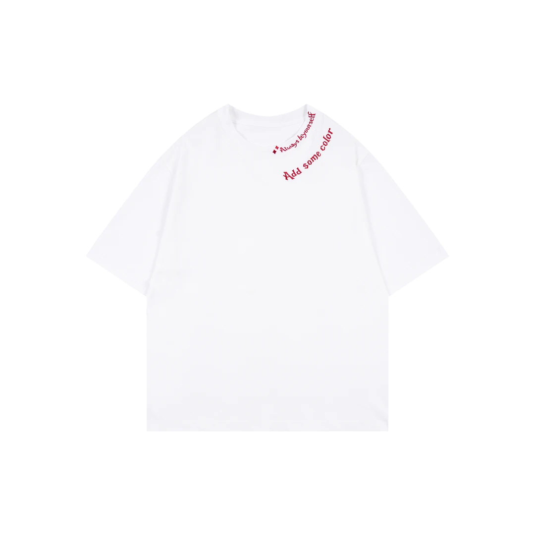 老颜原创夏季新款320克重磅短袖双刺绣圆领中袖休闲上衣t恤男潮流