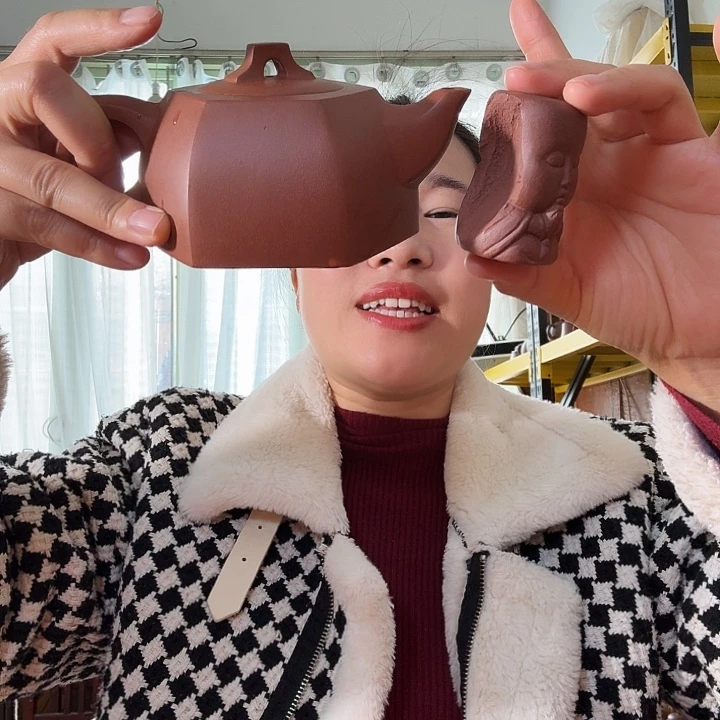 茶壶紫砂紫泥嵌盖石瓢300cc