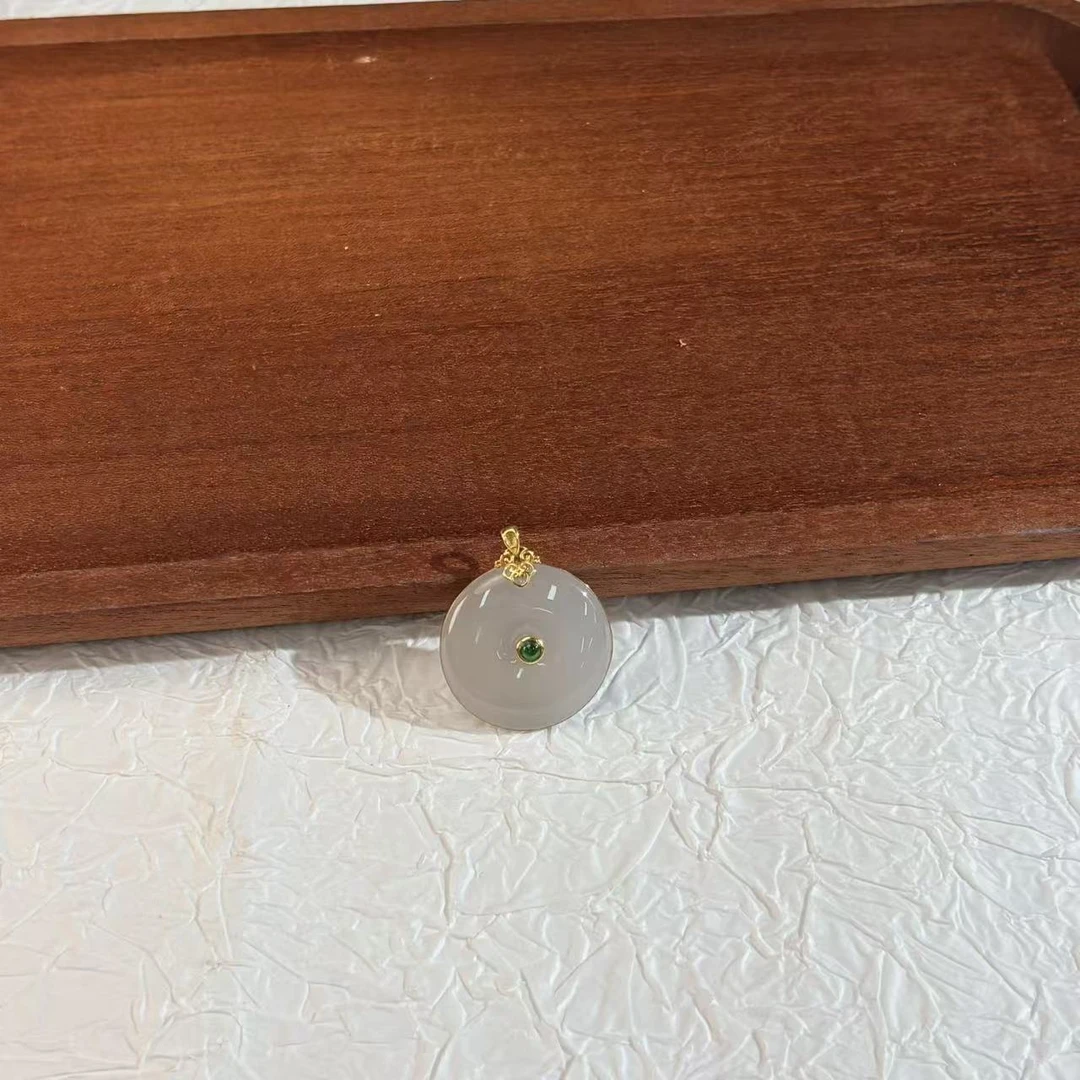 【缺货】18K和田玉烟紫平安扣吊坠 多样性发一 5*25 KS0040201