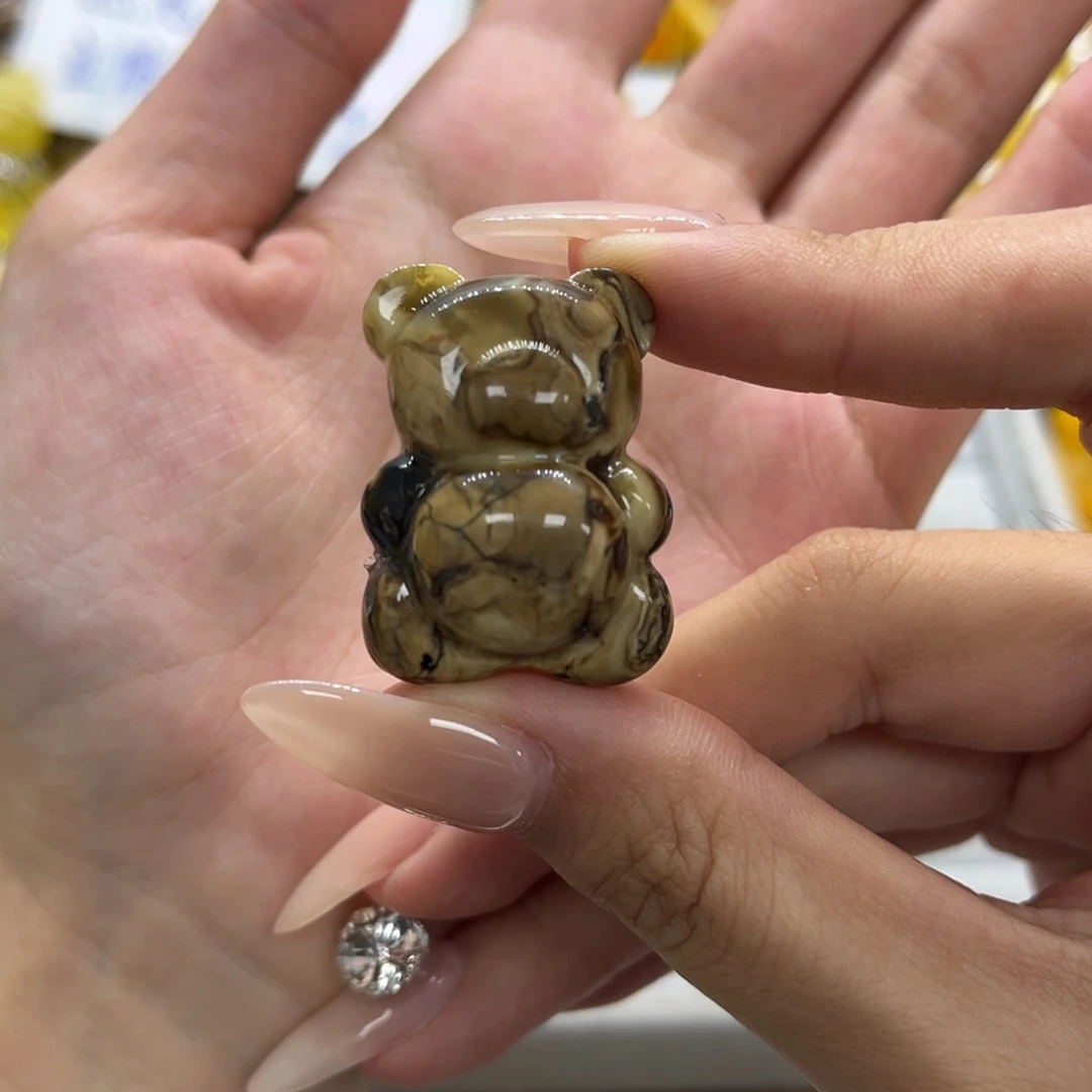 琥珀未镶嵌裸石天然琥珀根珀抱抱熊