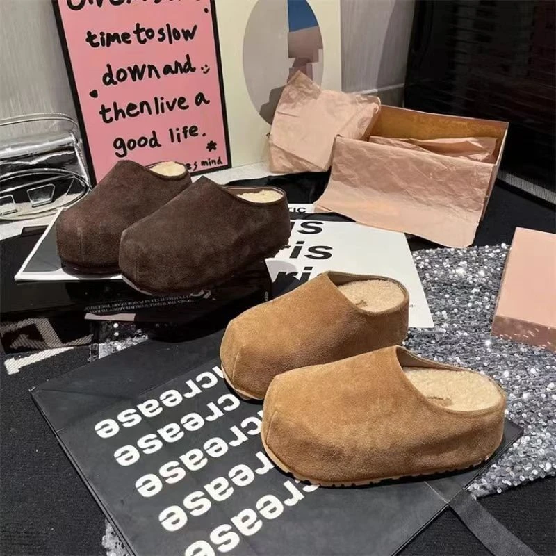 自留版～增高磨砂皮勃肯鞋大头一脚蹬包头半拖鞋女外穿2025新款