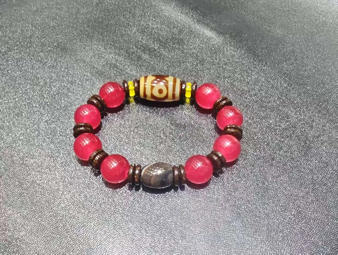 非金属珐琅手链 <米多缘>冰魄X滴子三眼手串（纹路随机）