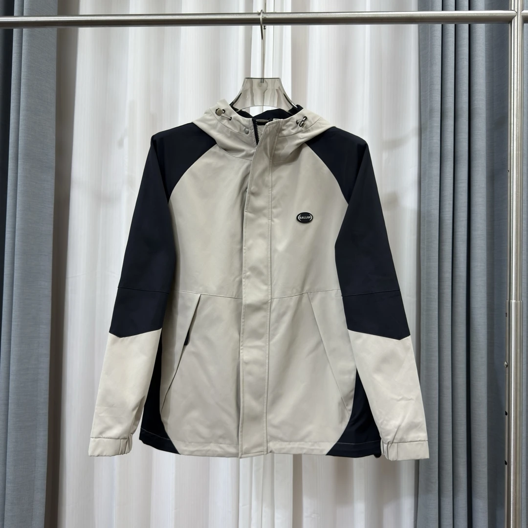 W865连帽休闲挺括有型舒适防风镶拼户外夹克衫男女同款冲锋衣