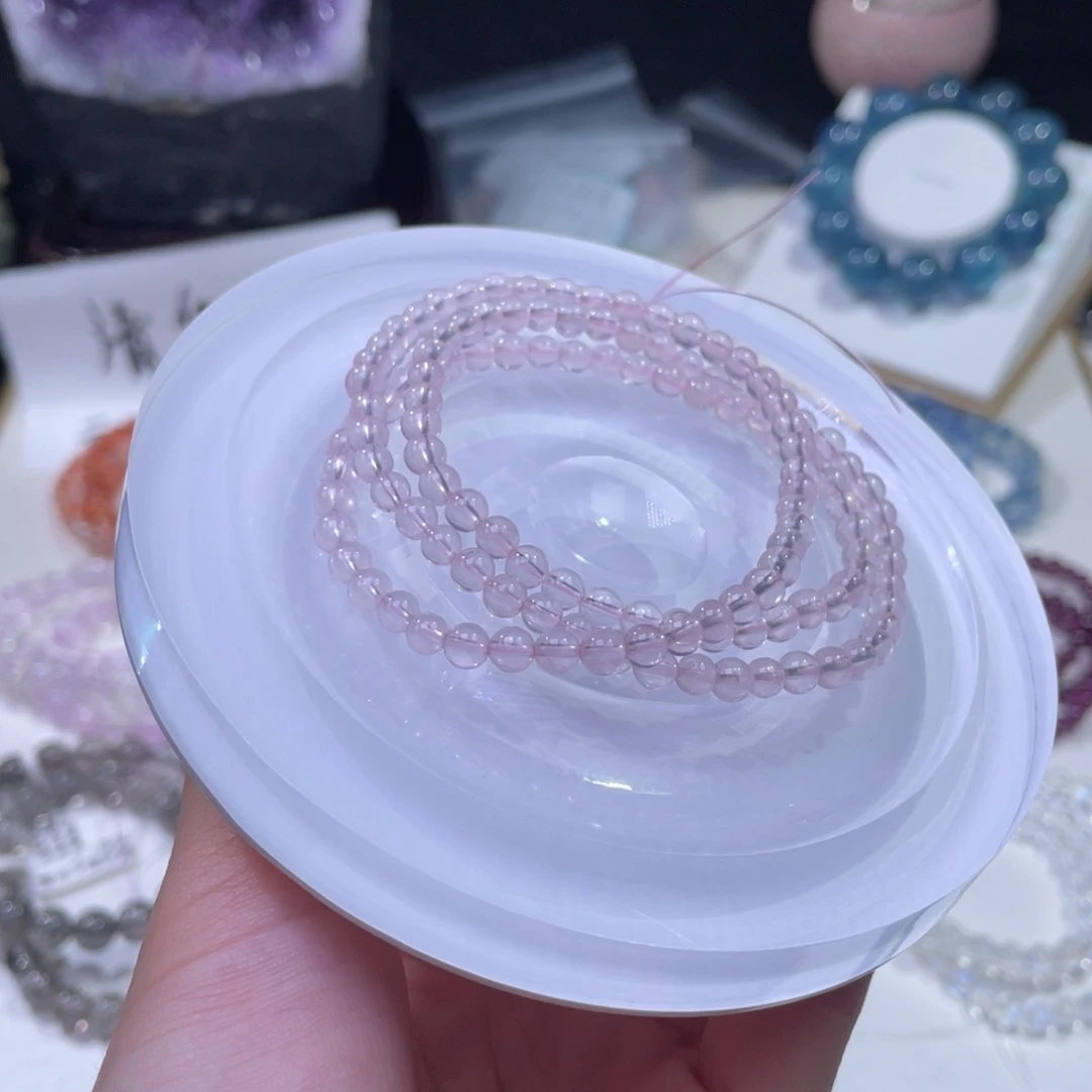 未镶嵌手链水晶莫桑比克粉水多圈4+  30