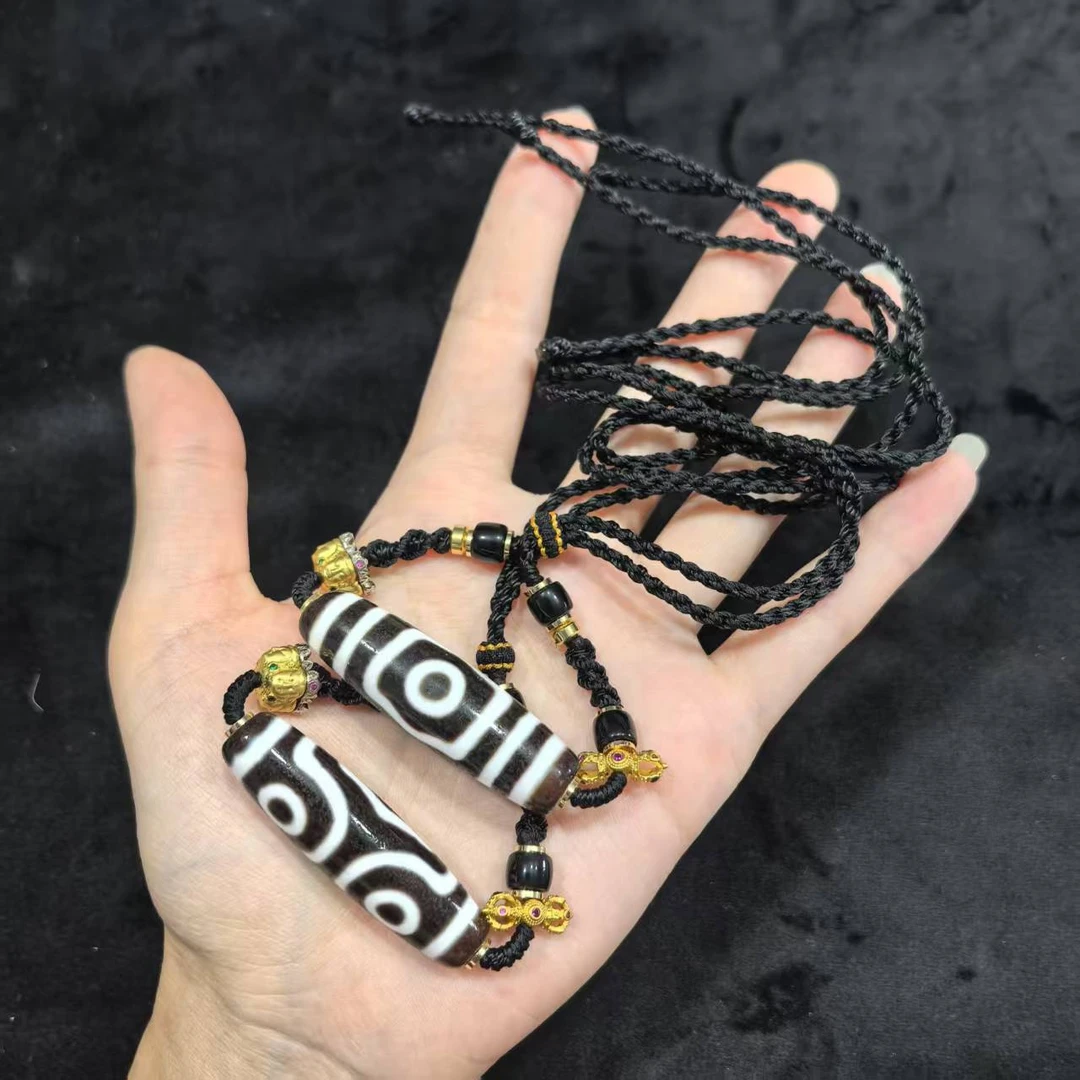 【曹美丽精选】 H04669-玛瑙diy脖挂（三眼）-多样性发其一-12*48mm