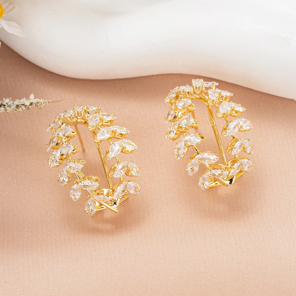 小众设计感名媛气质锆石镶嵌高级感麦穗耳环