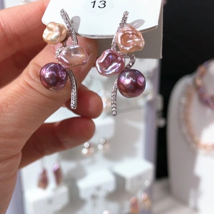 淡水珍珠项链银S925镶嵌兰*