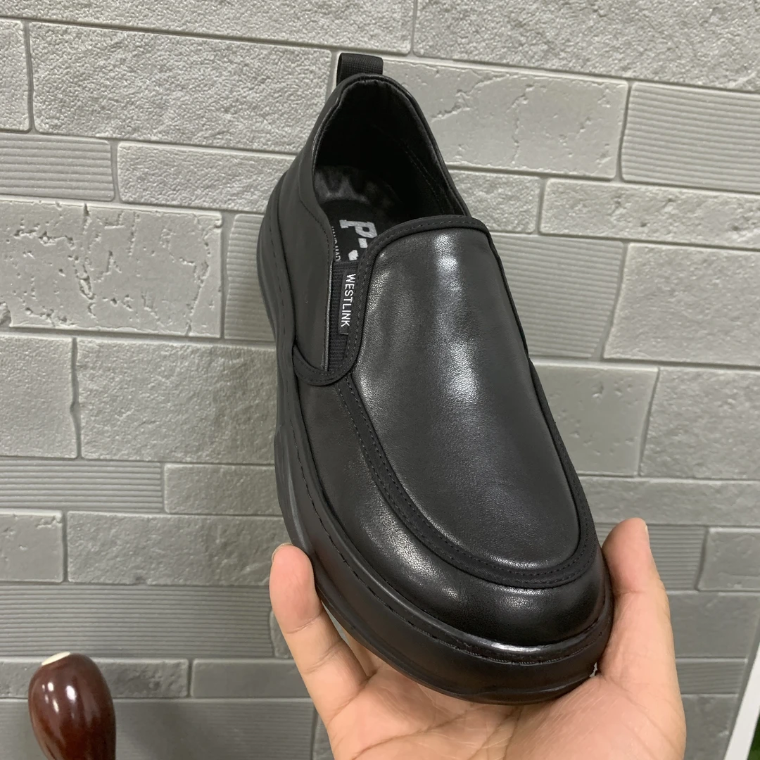 厚底休闲套脚春秋一脚蹬休闲皮鞋夏季户外休闲鞋车缝线胶粘鞋子