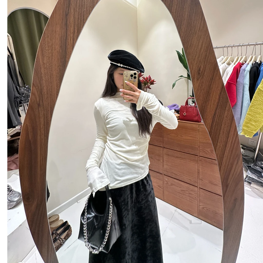 时尚显瘦天丝羊毛打底收腰设计款