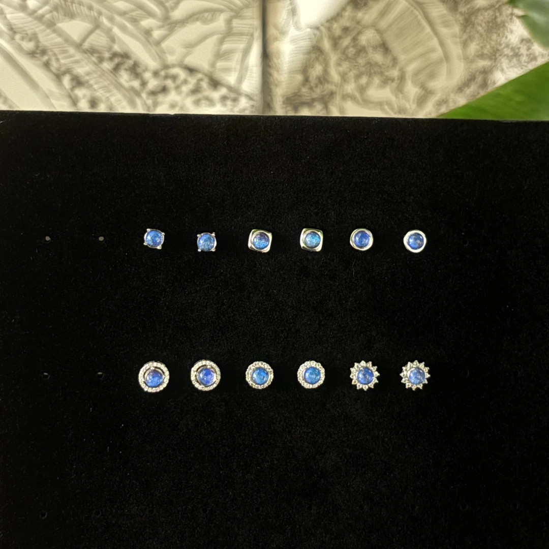 非金属玻璃耳饰 非金属s925耳钉