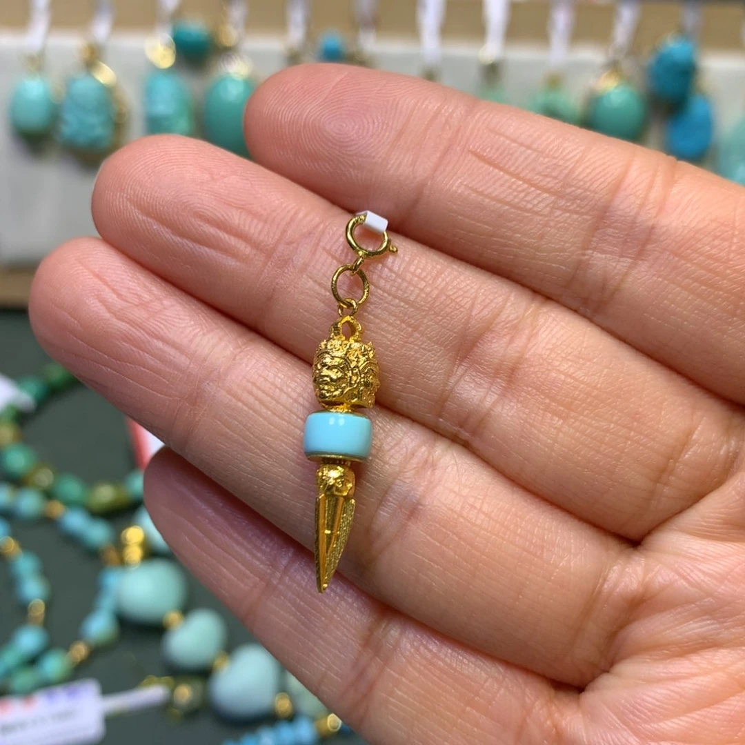 绿松石挂件18K金镶嵌