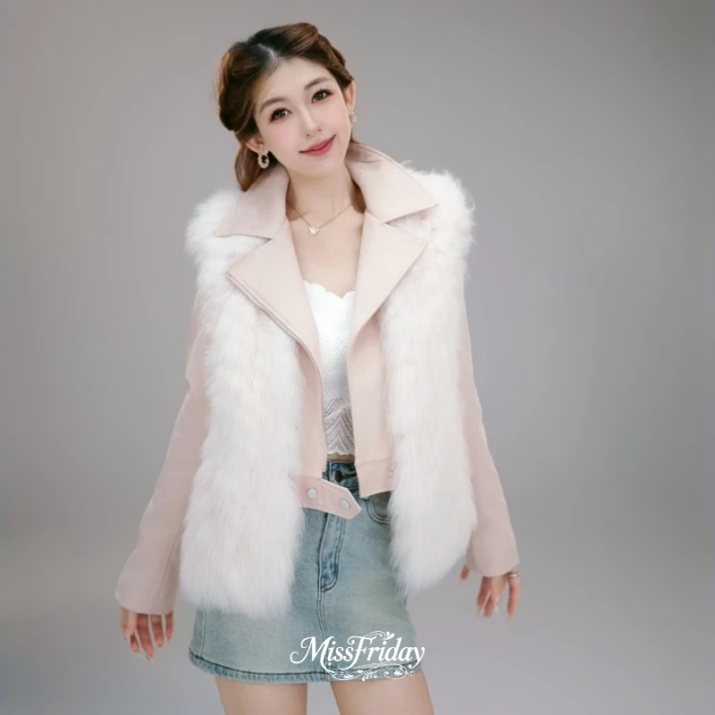 MissFriday｜秋冬新款狐狸毛马夹羊胚绒短外套两件套5707