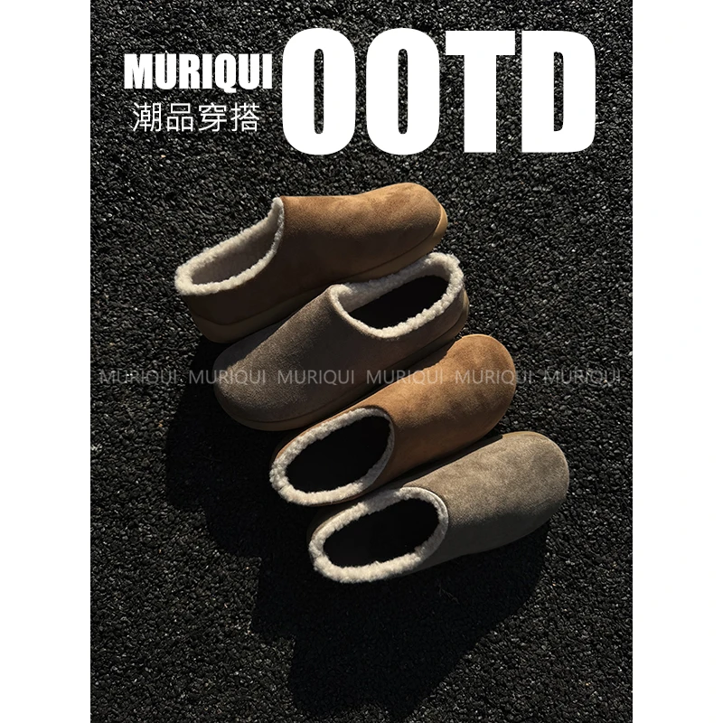 MURIQUI小土豆懒人穆勒鞋 冬季加绒保暖CleanFlt老钱风勃肯鞋男款