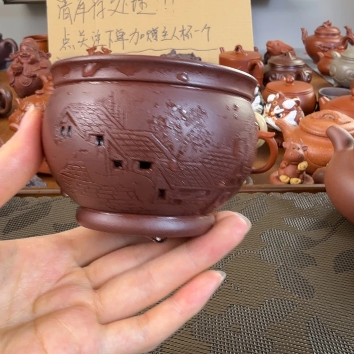 茶壶紫砂紫泥双层杯