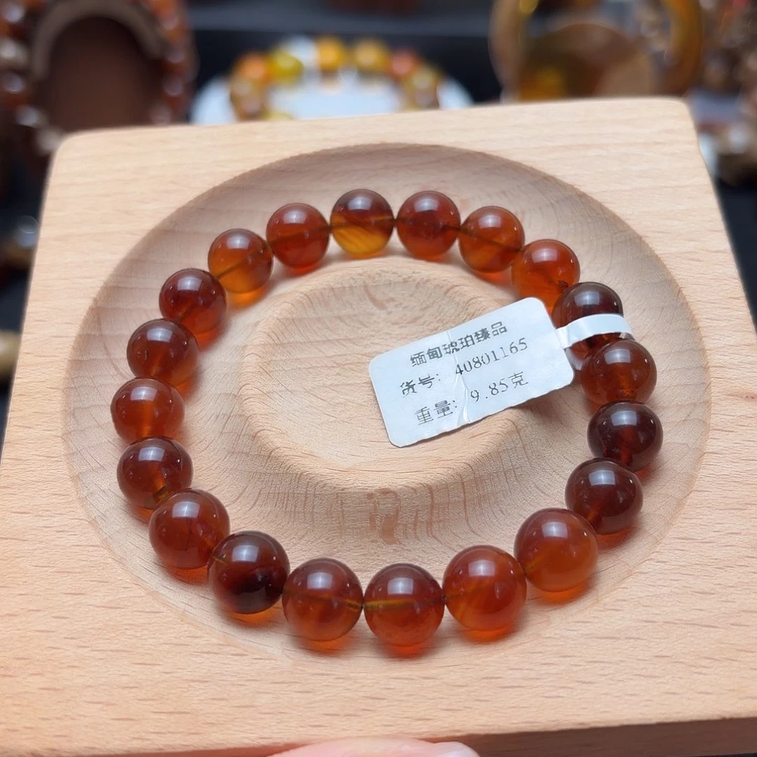 琥珀未镶嵌珠宝奇石9.5mm橘蜜果冻单圈