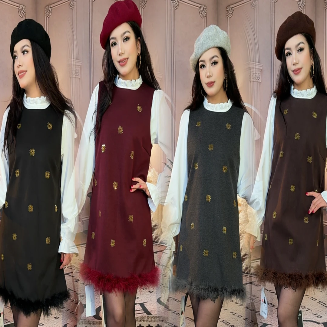 新款女士两件套 马甲裙➕上衣