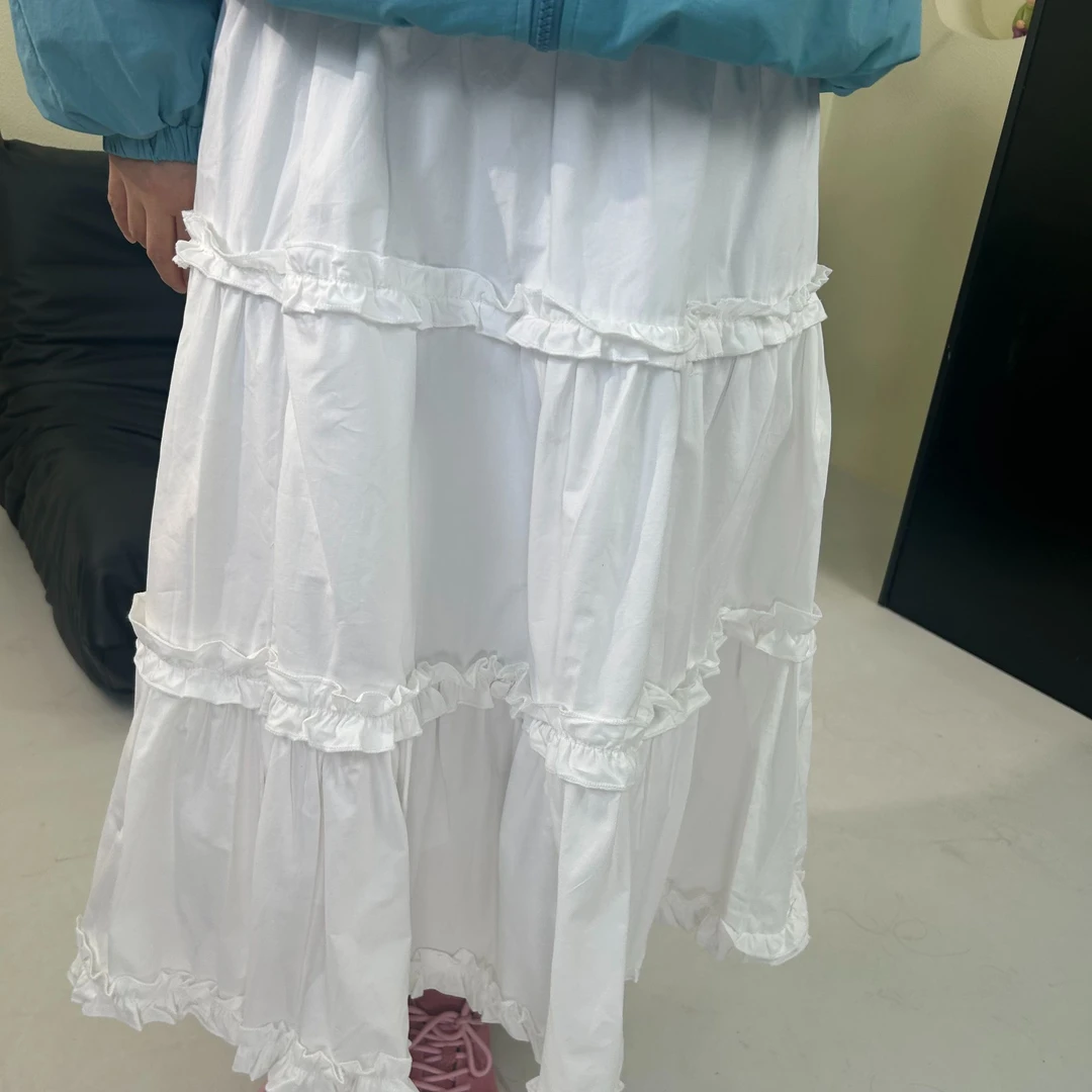 中长裙半身裙蕾丝百搭纯色短裙长裙高腰夏季女士潮牌女A字裙