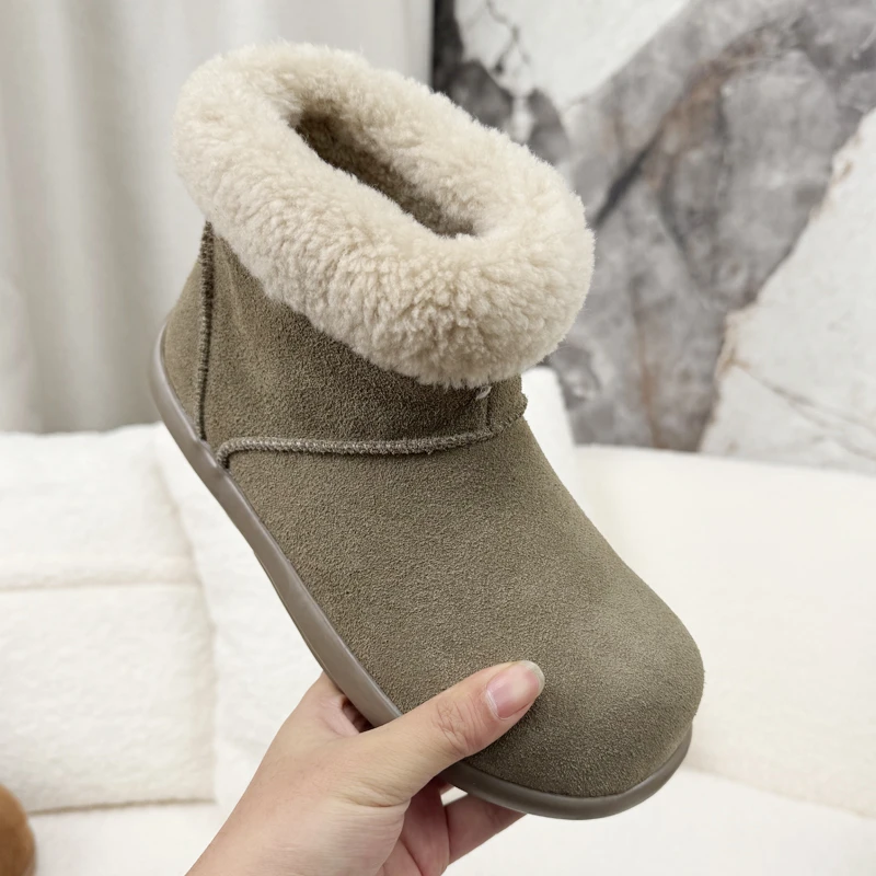 【大土豆靴】羊卷毛高帮胖丁靴羊毛真皮雪地靴冬季加厚防寒保暖博肯