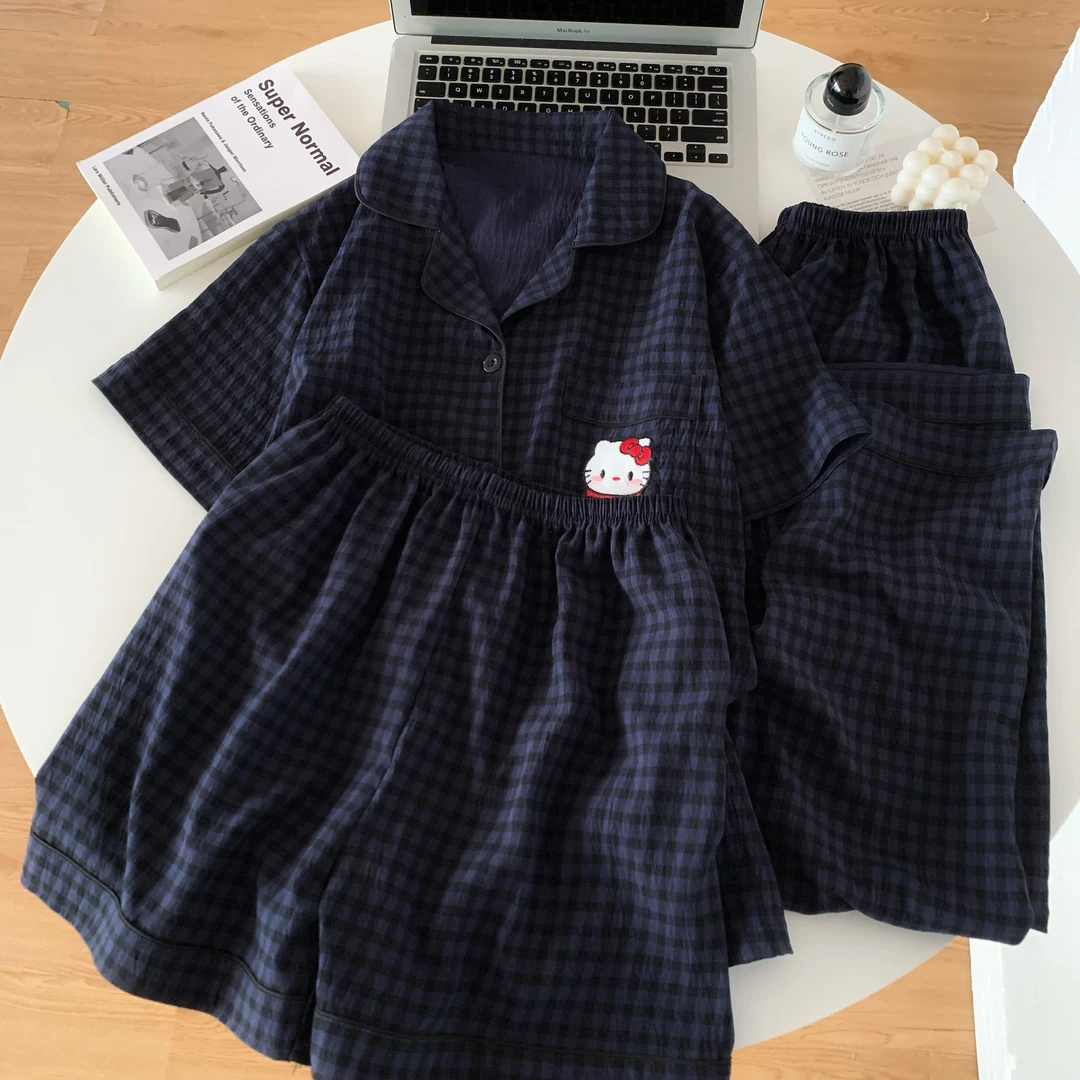 睡衣女款爆款2025新款夏季三件套装短袖可爱甜美女士家居服夏天