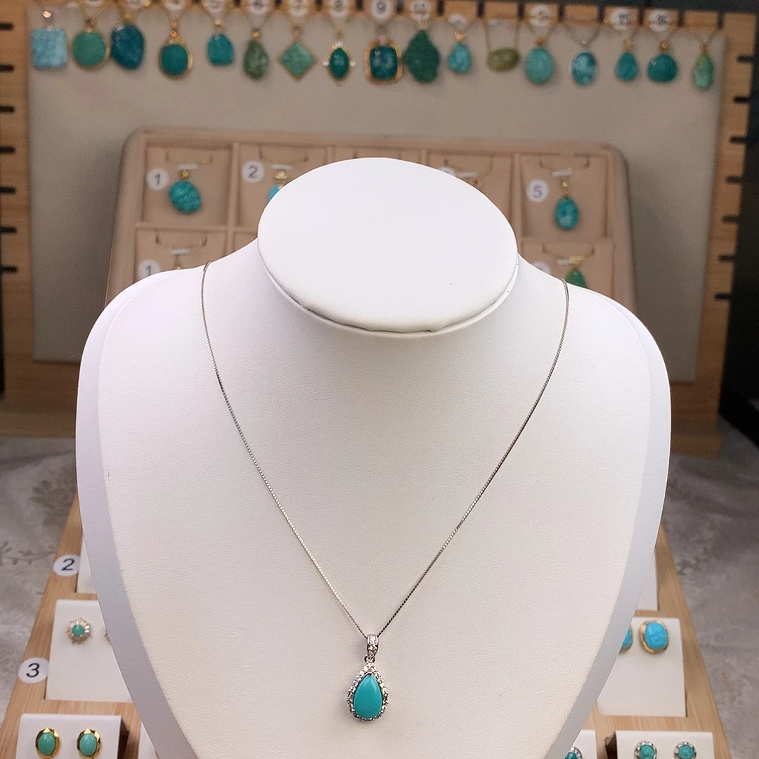 绿松石银S925镶嵌颈饰