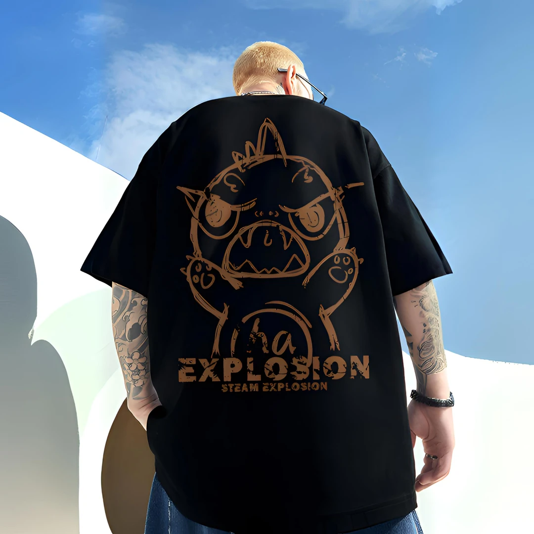 超人t恤男夏季半袖宽松圆领五分袖男国潮T潮流高级感男装大码短袖