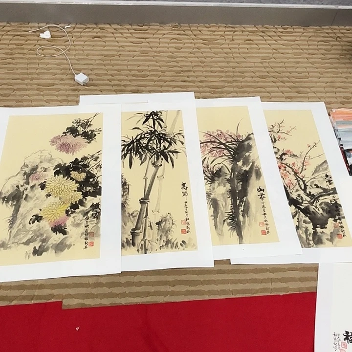 国画花鸟等图案三开4张
