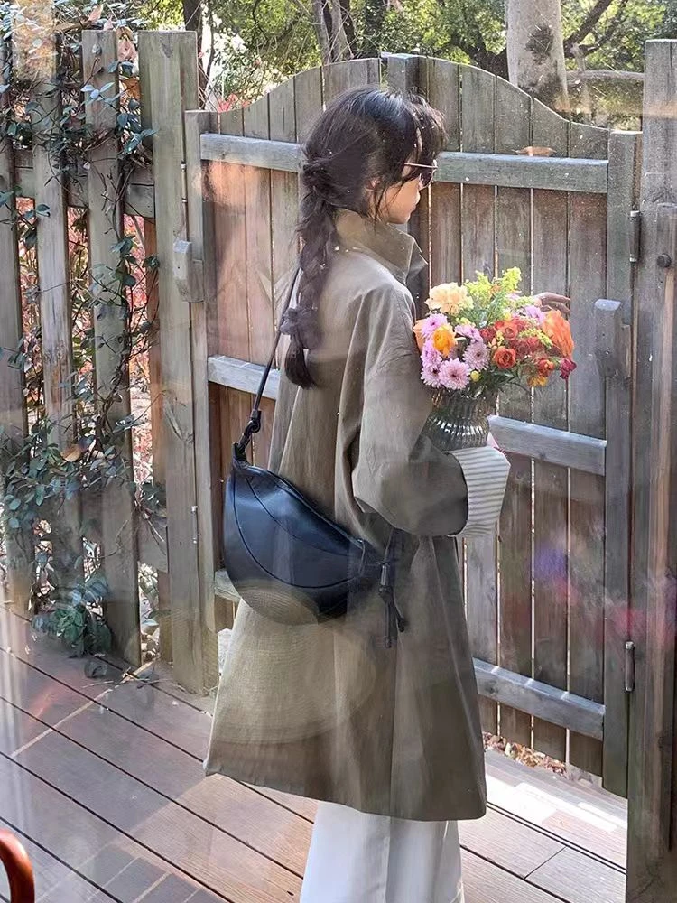 02307 张十柒服立领百搭风衣女秋季新款宽松小众设计薄款长袖外套