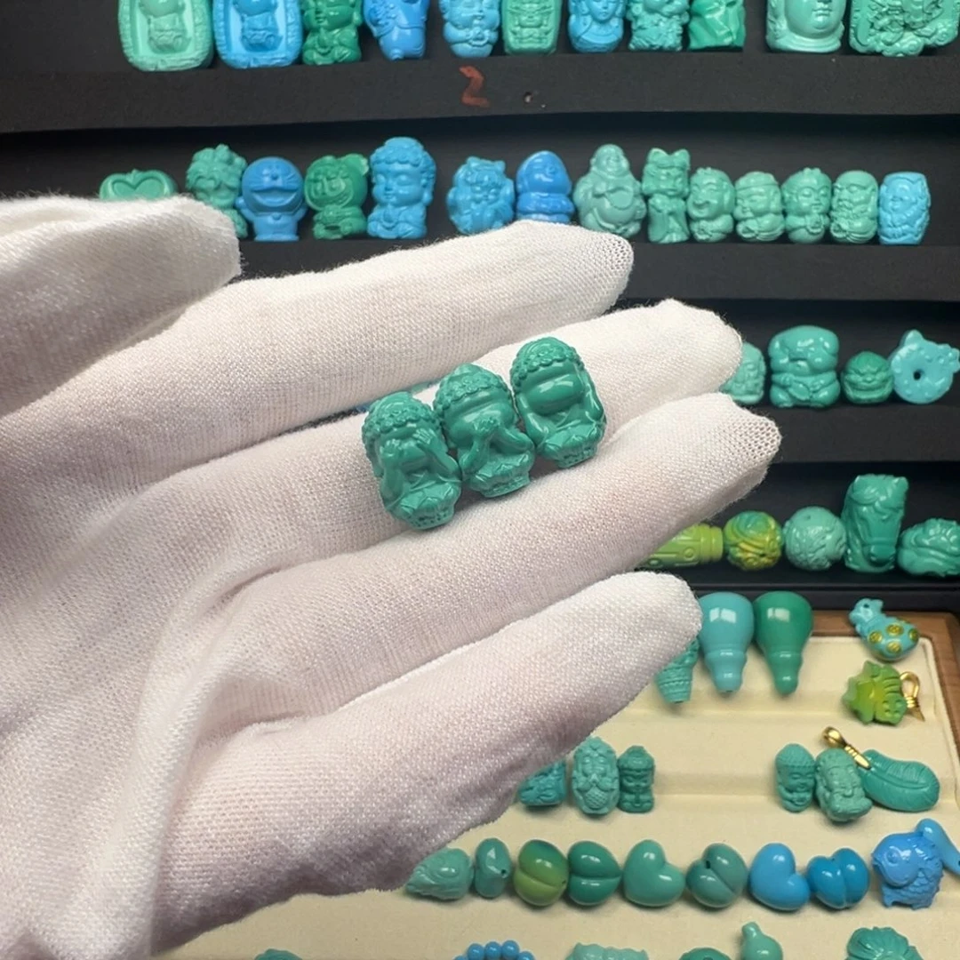 高瓷绿三不佛套装