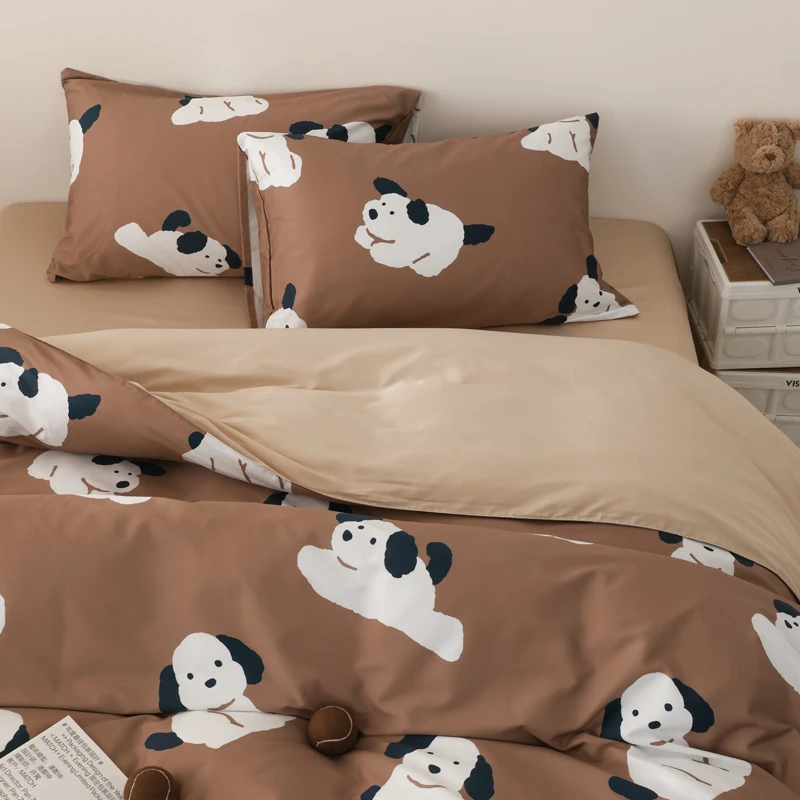 巧克力小狗 原创设计100棉四件套床单被套床笠四季长绒棉贡缎裸睡