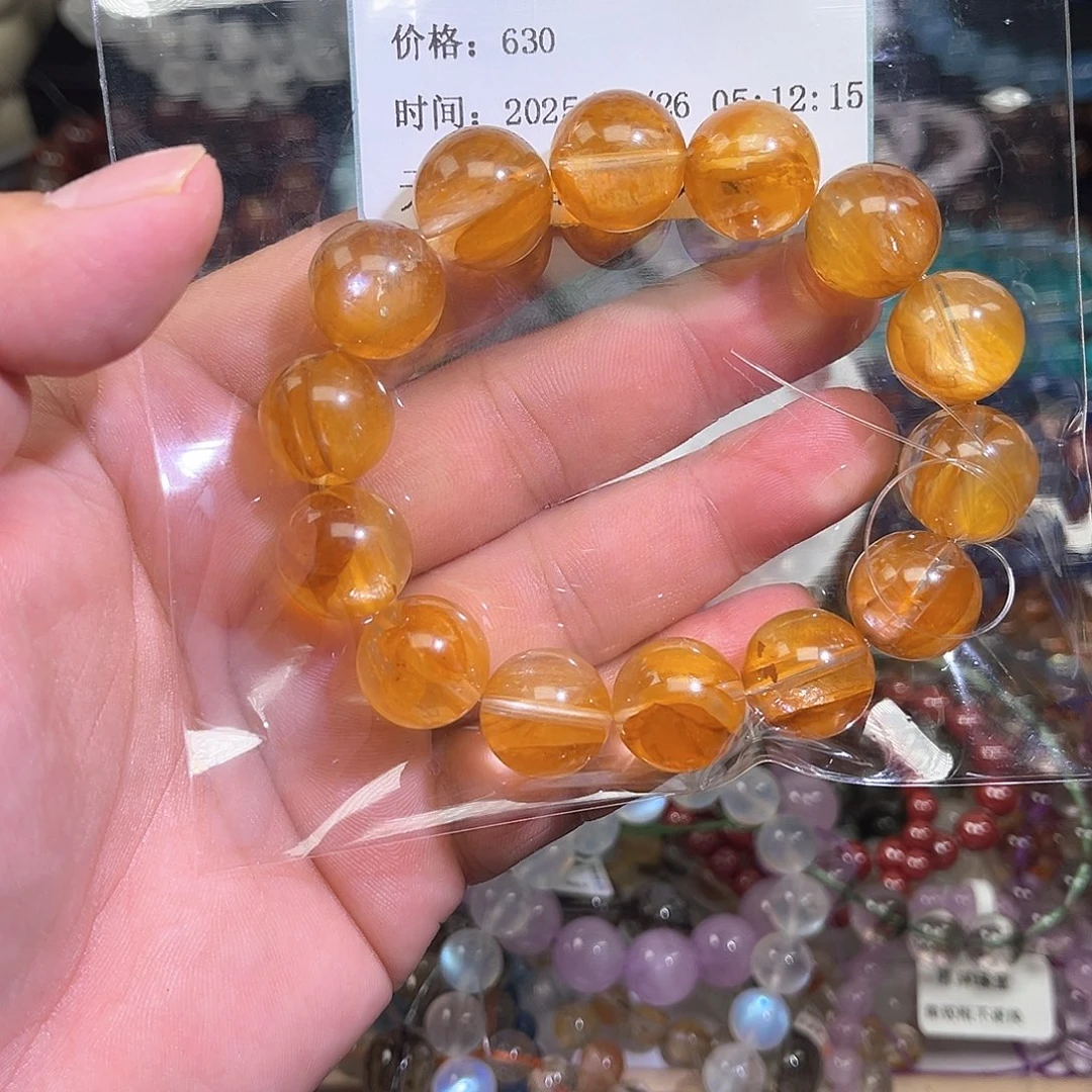 水晶手串未镶嵌?****?水晶未镶嵌黄胶花15➕