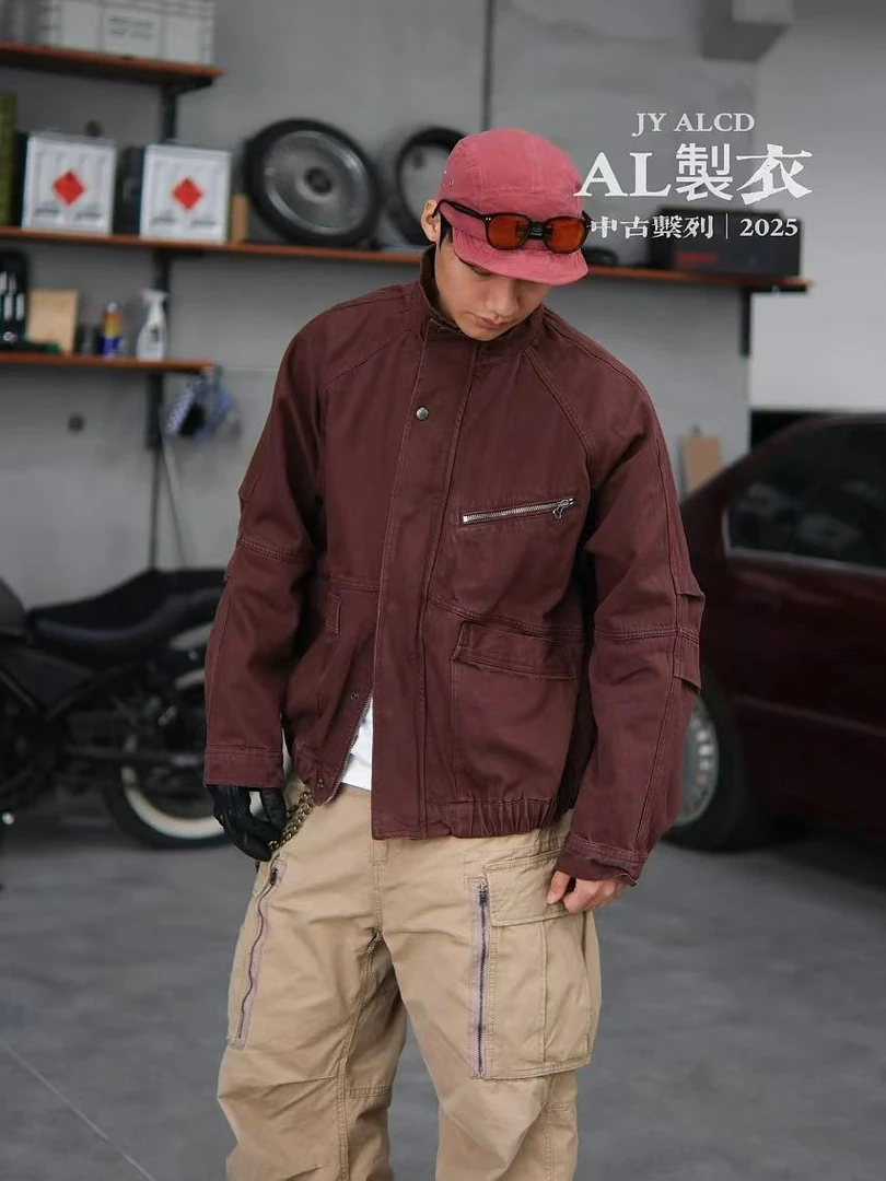 啊亮製衣- 25ss小众自制复古水洗硬汉立领工装休闲百搭夹克