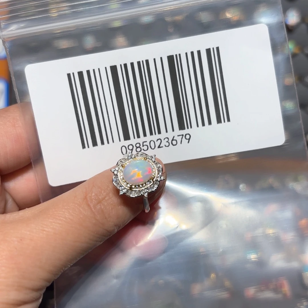 欧泊戒指银S925镶嵌–****-