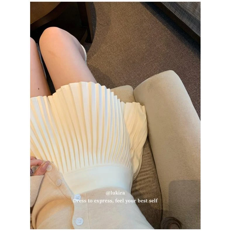 【现货】欧若风胖M春季新款A字百搭百褶高腰设计感风琴半身裙02076D