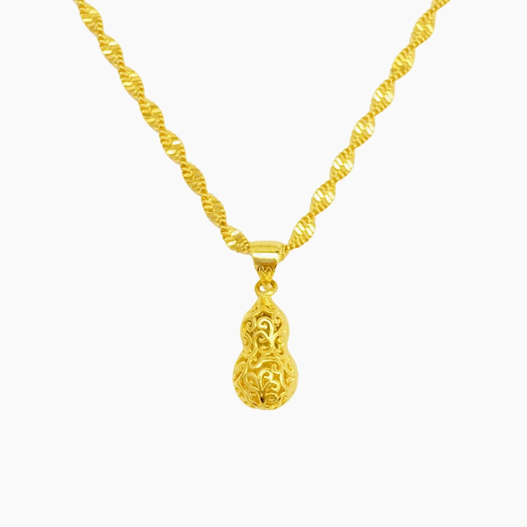 铜合金项链 金店同款福禄小葫芦吊坠葫芦项链锁骨链百搭金色挂坠