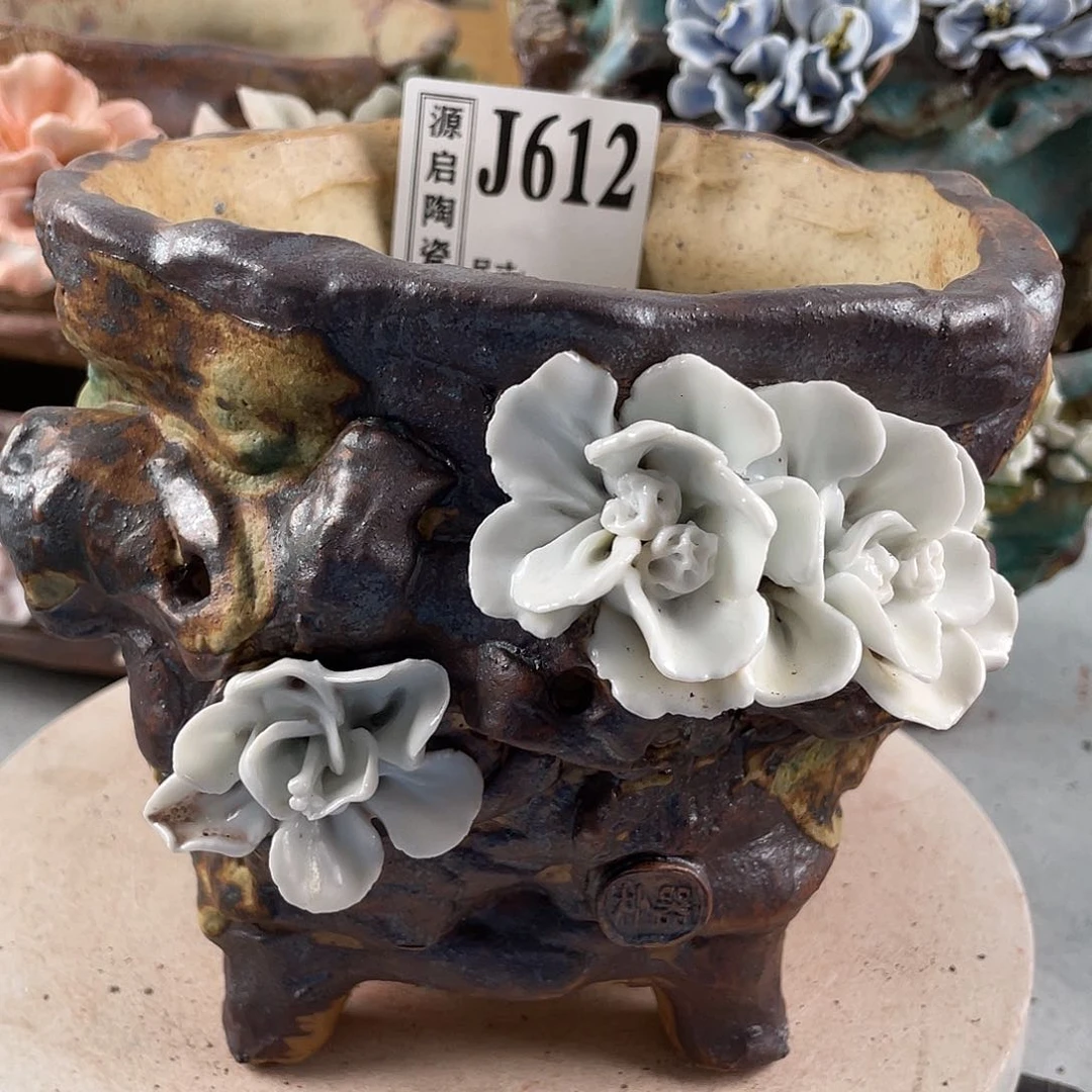 紫砂花盆景德镇陶瓷花盆612