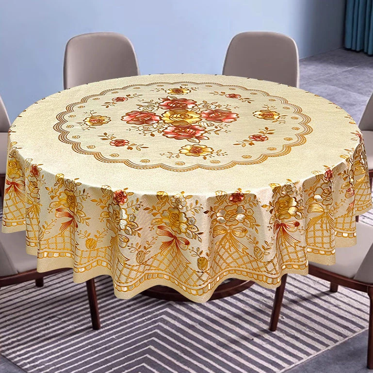 新年中国红喜庆桌布防水防烫免洗方圆两用PVC纱线正方形圆形台布